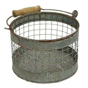 Washed Galvanized Screen Bucket - The Fox Decor